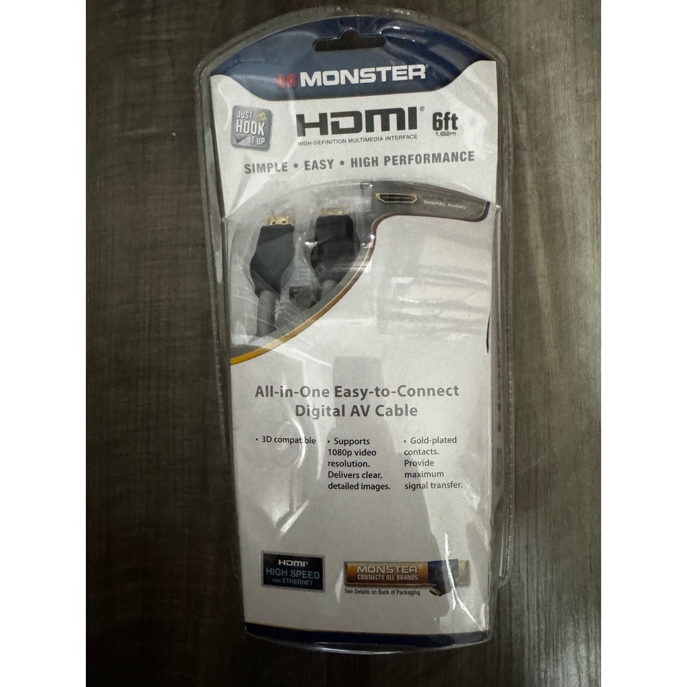 Monster 6ft High Speed HDMI Cable with Ethernet 1080p 3D Gold Plated Contacts
